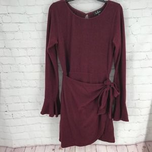 Lulus burgundy wrap mini dress open back
